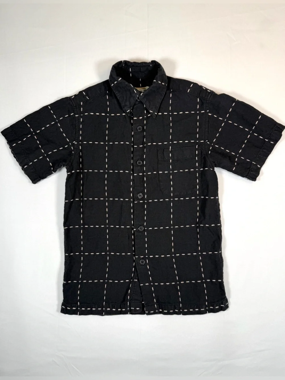 NWOT J.M.P. Boys 7 Linen Button Front Windowpane Coastal Resort Minimalist NEW